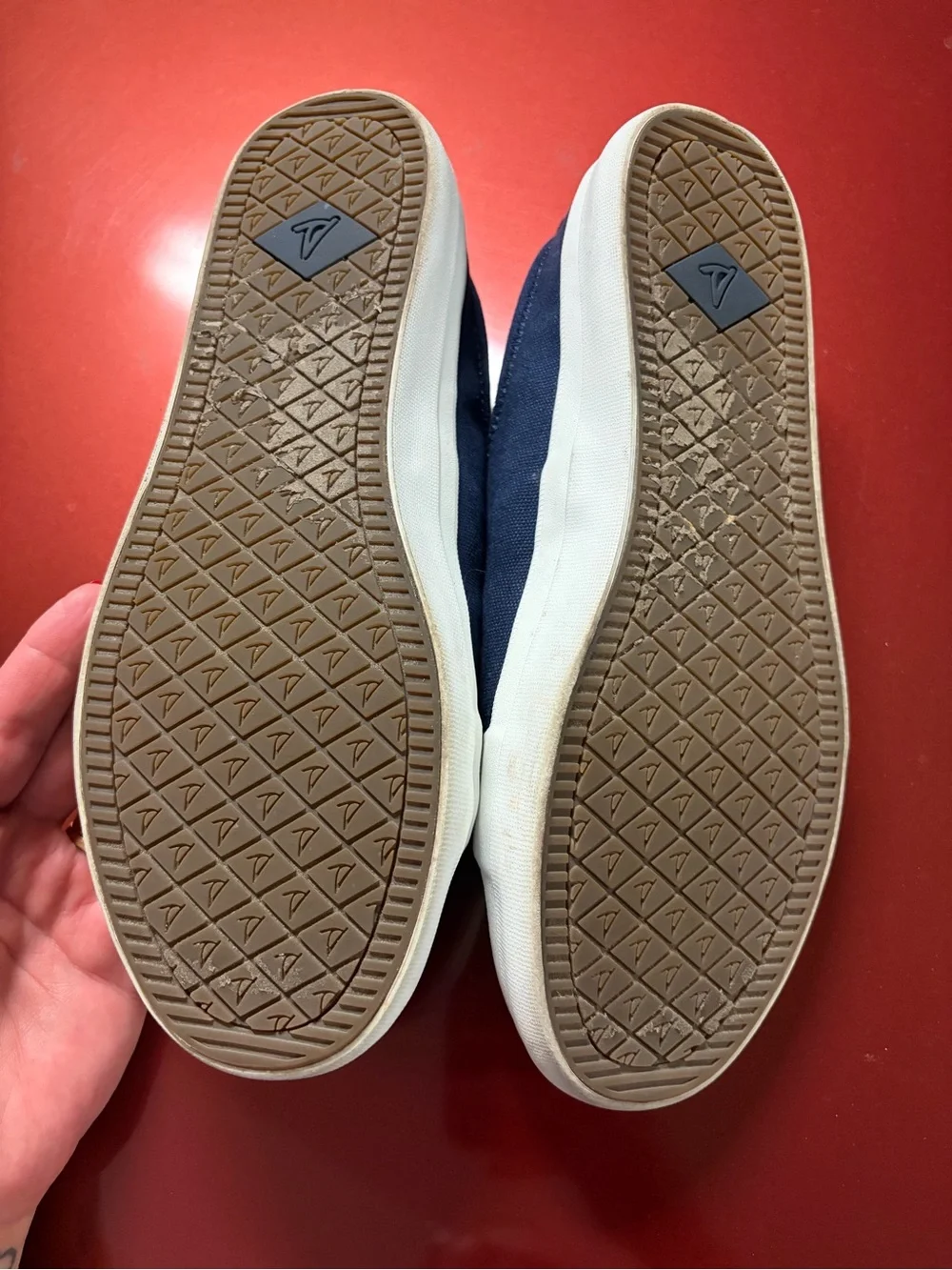 Sperry Navy Canvas Boat Shoes with Tan Laces
